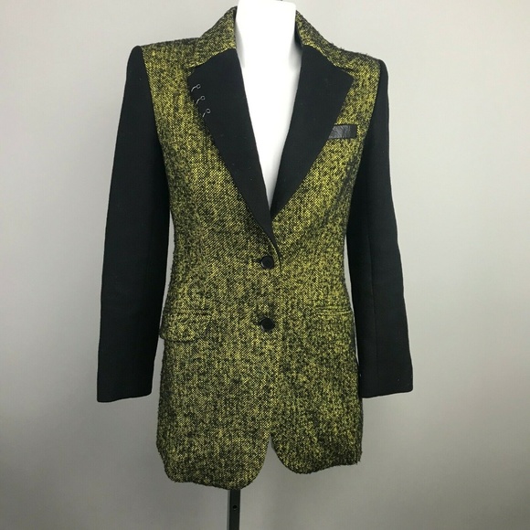 Edun Jackets & Blazers - Edun Lime Black Knit Long Sleeve Button Blazer
